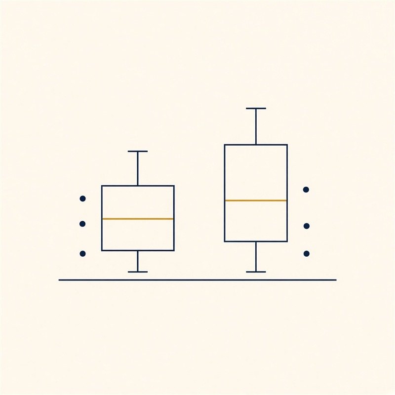 Dois boxplots comparando grupos, com as medianas em destaque